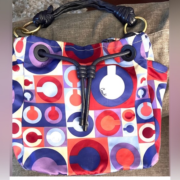 Coach Sateen Shoulder Bag Drawstring Hobo Satchel Handbag Coach Handbags Vintage - Picture 2 of 12